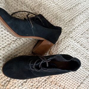 TOMS Black Suede Heeled Boots